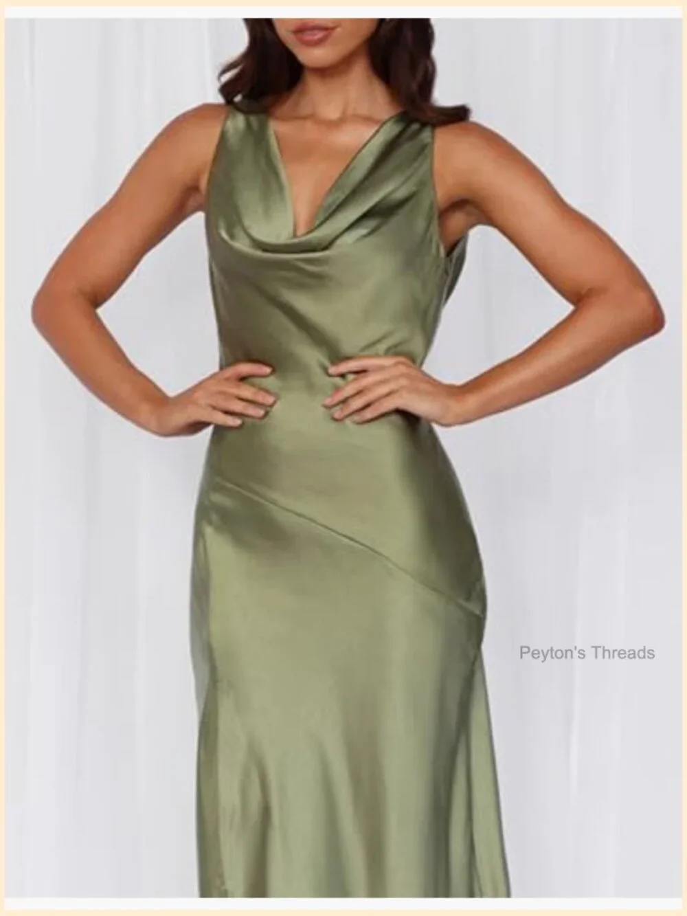 Sleeveless Satin Cowl Neck Backless Maxi Dress for Wedding Guest - Picture 3 of 7